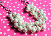 Load image into Gallery viewer, Chunky White Peal Cluster Necklace - 3 Size Peals - Silver Chain