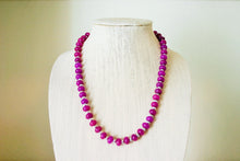 Load image into Gallery viewer, Purple Beaded Necklace, jade beaded Jewelry, pinkish purple statement necklace, beaded pink necklace, purple and silver necklace