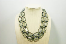 Load image into Gallery viewer, Gray Statement Necklace, Chunky Double Strand Jewelry, gray earrings beaded jewelry, gray jewelry set, smoke gray necklace