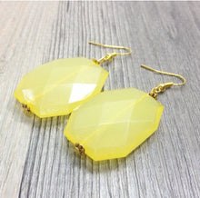 Load image into Gallery viewer, Lemon Yellow acrylic drop earrings