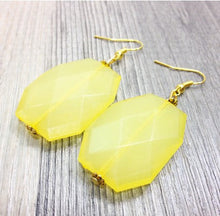 Load image into Gallery viewer, Lemon Yellow acrylic drop earrings