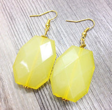 Load image into Gallery viewer, Lemon Yellow acrylic drop earrings