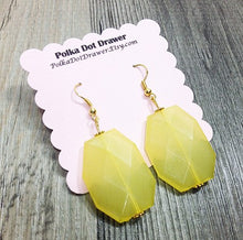 Load image into Gallery viewer, Lemon Yellow acrylic drop earrings