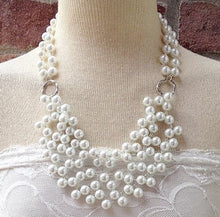 Load image into Gallery viewer, White pearl statement necklace - Extra Chunky Major Statement Pearl Necklace, wedding or bridesmaid necklace, wedding jewelry pearl