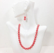 Load image into Gallery viewer, Coral Jewelry Set - necklace, bracelet, earrings, bridesmaids - bridesmaid jewelry or everyday set!