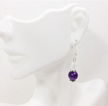 Load image into Gallery viewer, Purple & Gray cluster jewelry set - eggplant and gray pearl necklace, bracelet, and earrings