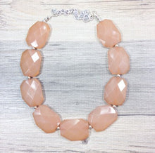 Load image into Gallery viewer, Chunky Warm Carmel Big Beaded Statement Necklace, light brown tan jewelry set, champagne earrings, tan necklace, Champagne Jewelry