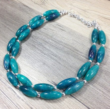 Load image into Gallery viewer, SALE! Swirled Emerald Green - Double Strand Chunky Statement Necklace