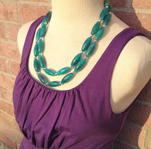 Load image into Gallery viewer, SALE! Swirled Emerald Green - Double Strand Chunky Statement Necklace