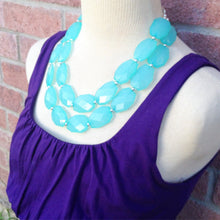 Load image into Gallery viewer, Robins Egg Blue beaded statement chunky necklace, blue jewelry, blue necklace, robins egg, light blue necklace, statement necklace