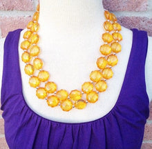 Load image into Gallery viewer, Radiant Orange Double Strand statement necklace - pretty big beaded chunky jewelry, orange jewelry set, orange earrings, orange big bead