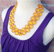 Load image into Gallery viewer, Radiant Orange Double Strand statement necklace - pretty big beaded chunky jewelry, orange jewelry set, orange earrings, orange big bead
