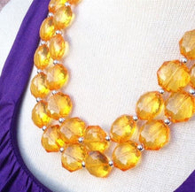 Load image into Gallery viewer, Radiant Orange Double Strand statement necklace - pretty big beaded chunky jewelry, orange jewelry set, orange earrings, orange big bead