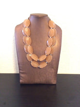 Load image into Gallery viewer, Champagne Chunky Statement Necklace, Big beaded jewelry, light brown statement, chunky champagne jewelry, coffee brown jewelry