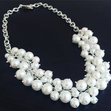 Load image into Gallery viewer, Chunky White Peal Cluster Necklace - 3 Size Peals - Silver Chain