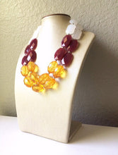 Load image into Gallery viewer, Maroon & Orange Double Strand Necklace, Virginia Jewelry, Chunky statement Blacksburg, maroon and orange necklace, orange