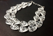 Load image into Gallery viewer, White Clear Statement Jewelry Set, big Beaded Chunky necklace bracelet earrings, Double Strand wedding or everyday multi strand bridesmaid