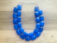 Load image into Gallery viewer, Royal Blue Chunky Statement Necklace, double strand necklace, blue necklace, dark blue necklace, royal blue wedding, bridesmaid necklace