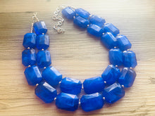 Load image into Gallery viewer, Royal Blue Chunky Statement Necklace, double strand necklace, blue necklace, dark blue necklace, royal blue wedding, bridesmaid necklace