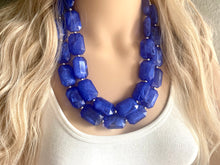 Load image into Gallery viewer, Royal Blue Chunky Statement Necklace, double strand necklace, blue necklace, dark blue necklace, royal blue wedding, bridesmaid necklace