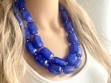 Load image into Gallery viewer, Royal Blue Chunky Statement Necklace, double strand necklace, blue necklace, dark blue necklace, royal blue wedding, bridesmaid necklace