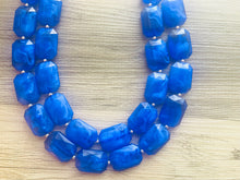 Load image into Gallery viewer, Royal Blue Chunky Statement Necklace, double strand necklace, blue necklace, dark blue necklace, royal blue wedding, bridesmaid necklace