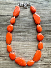 Load image into Gallery viewer, Long Orange Clementine Statement Necklace, Chunky Beaded Necklace Jewelry, long necklace, bead Necklace, earrings creamy geometric jewelry