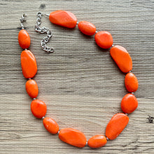 Load image into Gallery viewer, Long Orange Clementine Statement Necklace, Chunky Beaded Necklace Jewelry, long necklace, bead Necklace, earrings creamy geometric jewelry