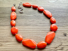 Load image into Gallery viewer, Long Orange Clementine Statement Necklace, Chunky Beaded Necklace Jewelry, long necklace, bead Necklace, earrings creamy geometric jewelry