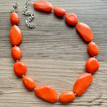 Load image into Gallery viewer, Long Orange Clementine Statement Necklace, Chunky Beaded Necklace Jewelry, long necklace, bead Necklace, earrings creamy geometric jewelry