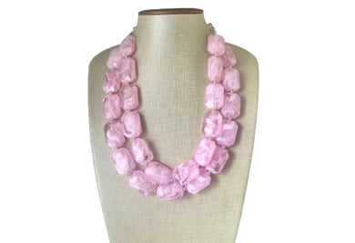 Pink Beaded Necklace, pink Jewelry, Chunky statement necklace, big beaded necklace, blush jewelry, pink statement necklace, Praline necklace