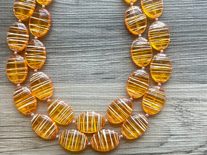 Textured Orange Statement Necklace, Big Beaded necklace, chunky beaded orange necklace, fall wedding, orange jewelry, pumpkin jewelry