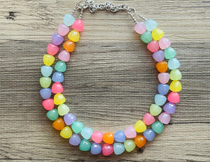 Summer Gumdrops Rainbow Statement Necklace, colorful chunky jewelry, multi strand pride chunky beaded necklace, bubble necklace