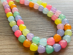 Summer Gumdrops Rainbow Statement Necklace, colorful chunky jewelry, multi strand pride chunky beaded necklace, bubble necklace