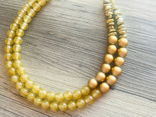 Load image into Gallery viewer, Gold on Gold Big Bead Necklace, Statement Jewelry, glitter gold Chunky bib, bridesmaids necklace, wedding necklace, bridesmaid jewelry