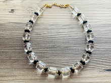 Load image into Gallery viewer, Extra Chunky Single Strand Clear Crystal Statement Necklace and earrings set, large lucite resin big bead acetate acrylic necklace