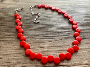 Tomato Red Orange single Statement Necklace, Chunky Jewelry Big Beaded Necklace, colorful Necklace, Jewelry bubble Earrings