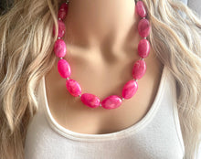 Load image into Gallery viewer, Deep Pink Single Statement Necklace, Chunky Jewelry Big Beaded Necklace, dark hot pink Necklace, magenta Jewelry bubble earrings