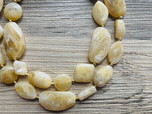 Load image into Gallery viewer, Champagne Chunky Statement Necklace, Big beaded jewelry, light brown statement, chunky champagne jewelry, beaded jewelry, big beaded tan