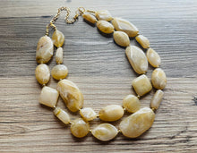 Load image into Gallery viewer, Champagne Chunky Statement Necklace, Big beaded jewelry, light brown statement, chunky champagne jewelry, beaded jewelry, big beaded tan