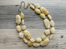 Load image into Gallery viewer, Champagne Chunky Statement Necklace, Big beaded jewelry, light brown statement, chunky champagne jewelry, beaded jewelry, big beaded tan
