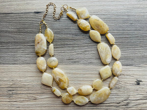 Champagne Chunky Statement Necklace, Big beaded jewelry, light brown statement, chunky champagne jewelry, beaded jewelry, big beaded tan