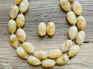 Champagne Chunky Statement Necklace, Big beaded jewelry, light brown statement, chunky champagne jewelry, beaded jewelry, big beaded tan
