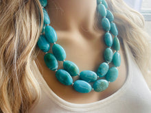 Load image into Gallery viewer, Seafoam Statement Necklace &amp; Earrings, Chunky Beaded Necklace, green Jewelry, teal blue Jewelry, green earrings Necklace, mint jewelry