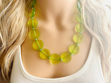 Load image into Gallery viewer, Lime Apple Green Necklace, Single Strand Statement Jewelry, light green Chunky bib bridesmaid everyday bubble jewelry earrings
