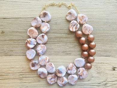 Creamy Coffee chunky necklace, fall brown beaded jewelry, resin beaded Mocha necklace, brown beaded necklace, cinnamon necklace