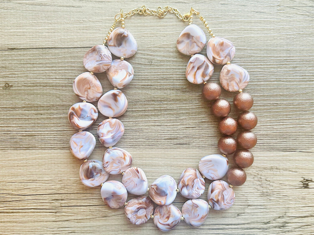 Creamy Coffee chunky necklace, fall brown beaded jewelry, resin beaded Mocha necklace, brown beaded necklace, cinnamon necklace