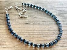 Load image into Gallery viewer, Silver Americana Necklace, Single Strand Statement Jewelry, periwinkle navy blue Chunky bib bridesmaid jewelry necklace beaded agate