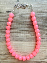 Load image into Gallery viewer, Gumdrop Bead Pink Necklace, Single Strand Statement Jewelry, hot pink Chunky bib bridesmaid everyday bubble jewelry earrings