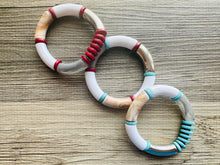 Load image into Gallery viewer, Cabana Weekend Statement bracelet, chunky bold bamboo bracelet, Americana red white turquoise blue colorful beaded jewelry, chunky geometric